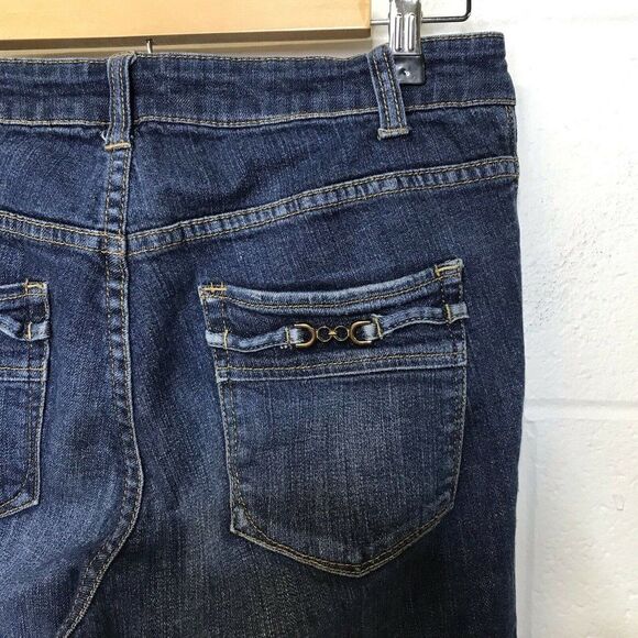 Cache Denim Womens Capri High Rise Rhinestone Denim Medium Wash Jeans 6 - Picture 6 of 12